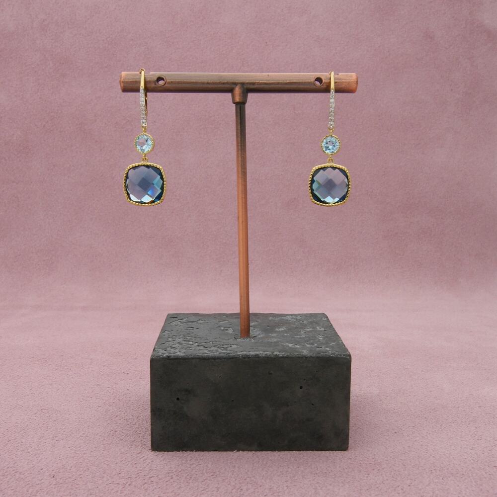 sloane street 18k yellow gold sky & london blue topaz diamond accents earrings